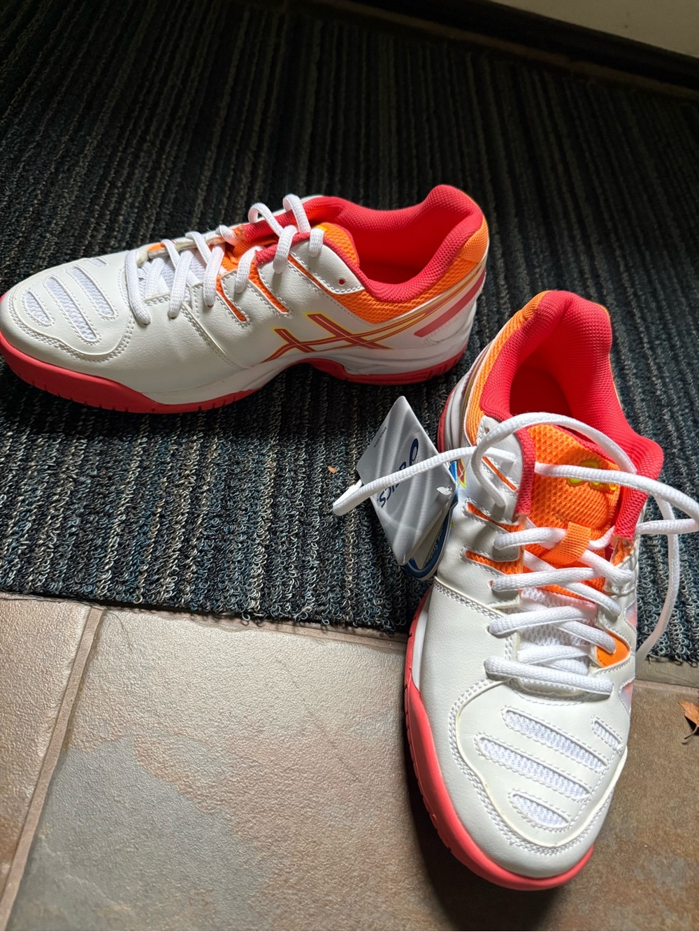 Asics Kids White Sneakers with Orange Accents
